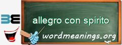 WordMeaning blackboard for allegro con spirito